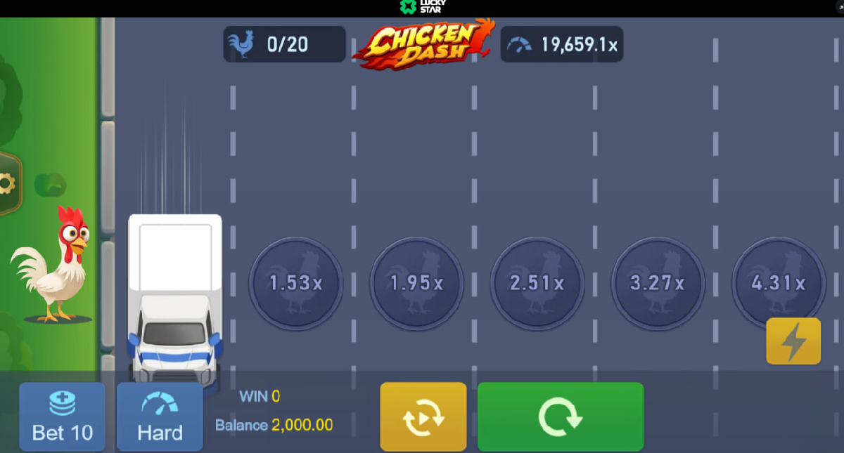 Chicken Dash game review with crash mechanics and multipliers