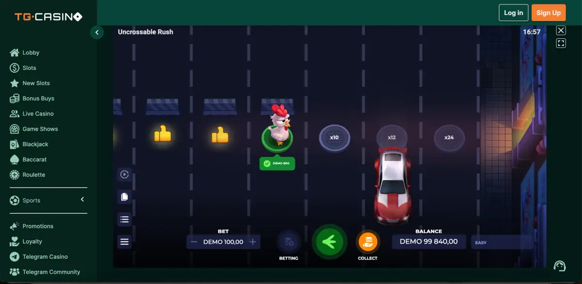 Chicken Road interface on Android casino app