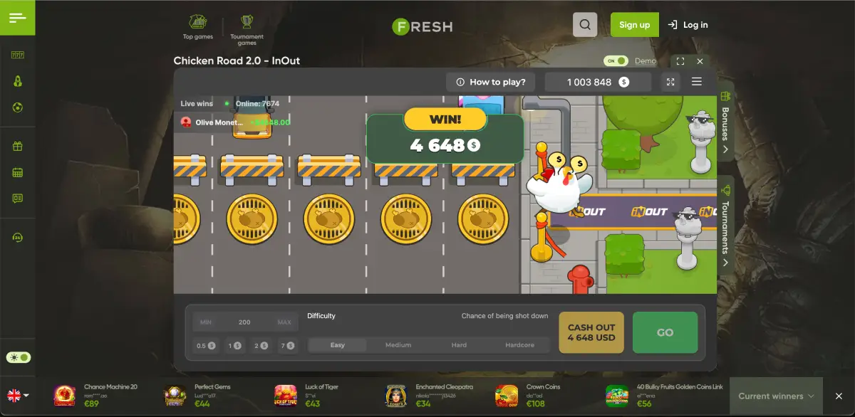 Crash moment in Chicken Road demo game