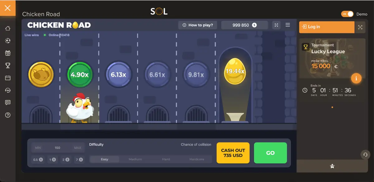 Bonus Chicken Road activation screen in casino app