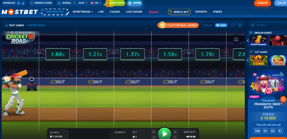 Cricket Road payout structure and multiplier ladder